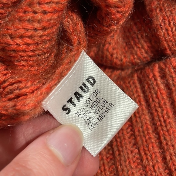 Staud Blake Oversized Cable Knit Cardigan in Orange - Picture 11 of 11